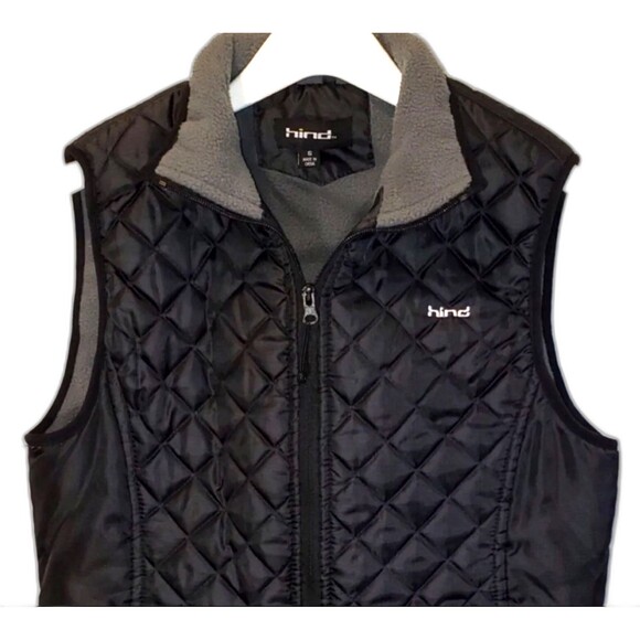 Hind Jackets & Blazers - PUFFER VEST Quilted Fleece Lined Black Small